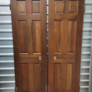 Pair of Vintage Mid Century Modern Interior Entry Doors, Wooden Double French Doors! Architectural Salvage, 48&quot; x 79&quot;