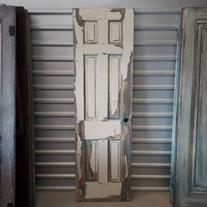 Refinished Old Reclaimed Rustic Chippy Paint 6 Panel Antique Door, Pantry Door, Farmhouse Door, Architectural Salvage, 23 5/8 x 79 3/8&quot;