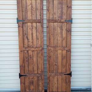 Pair of 4 Panel Rustic Pine Wood Barn Double Doors, French Doors,  38&quot; x 79&quot;