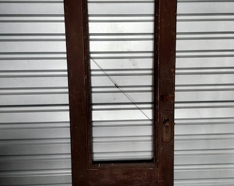 Antique 3/4 Lite Wooden Entry Door Frame: Architectural Salvage (35 7/8" x 81 7/8")