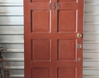 Vintage Spanish Style Front Entry Door: Mid Century 8 Panel Wood ( 35 7/8" x 79.5" )