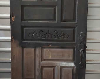 MCM Spanish Carved Wood Entry Door: 20th Century Architectural Salvage (36" x 79.5")