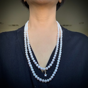Pearl necklace with zircon star pendant 14k gold filled