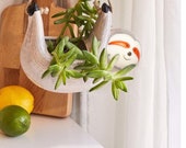Hanging sloth planter, 8 succulent holder