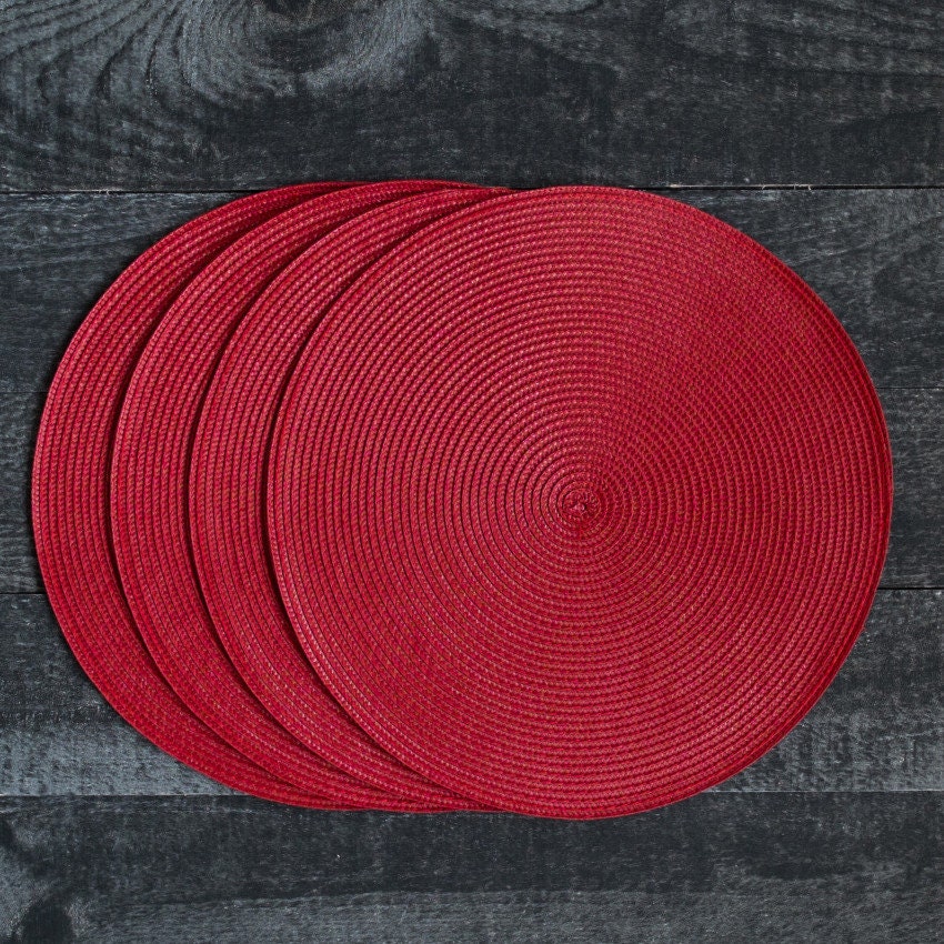 Red Round Woven Placemat Red Disko Chill Placemat 15 inch | Etsy