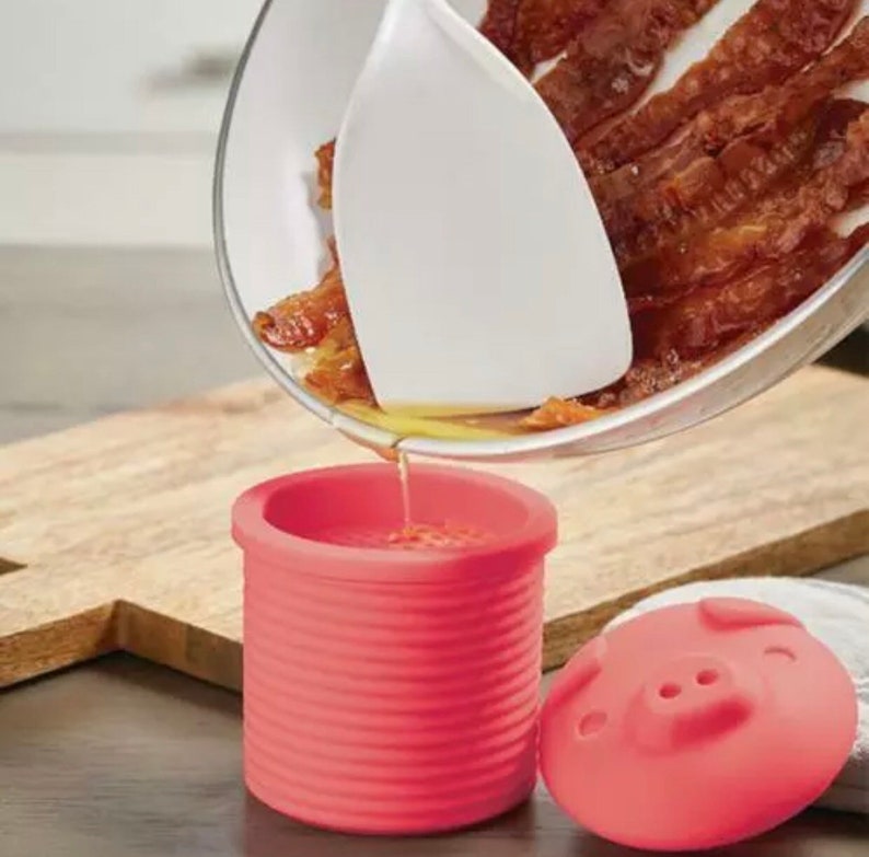 Silicone pig bacon grease container Etsy