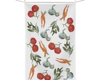 Paño de cocina de microfibra con estampado de verduras en acuarela