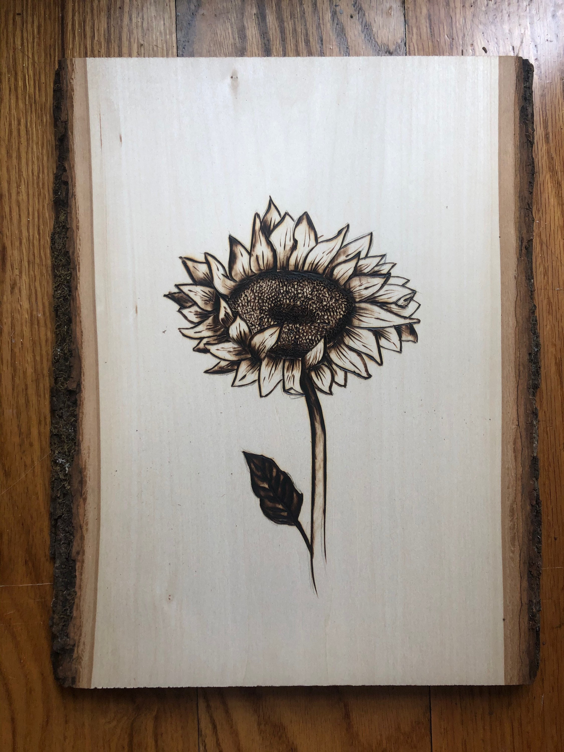 Woodburned sunflower Etsy