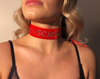 Burlesque red velvet diamanté Luscious choker