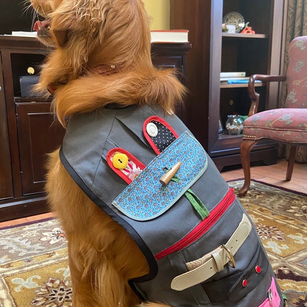 Not for Sale - DISPLAY ONLY- Made to Order -  Dog Vest for Practicing Fine Motor Skills. Dexterity Vest