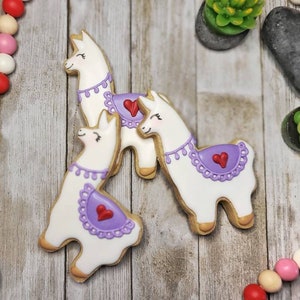 Handmade fresh decorated llama cookies llama birthday custom sugar cookie fiesta cookie