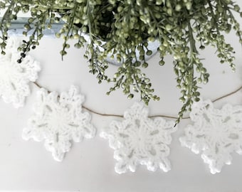 Crochet Snowflake Garland: Handmade Winter Farmhouse Decor