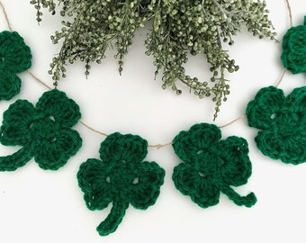 Crochet Shamrock Garland: Handmade St. Patrick's Day Clover Decor