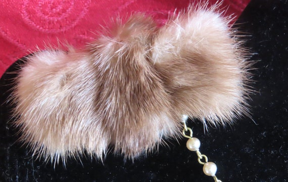 1950's Mink Sweater Guard Clips with Faux Pearl a… - image 4