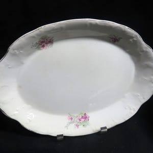 Antique Dresden Semi-Porcelain Floral with Gold Tone Trim Design 12 1/2 Inch Platter - Germany