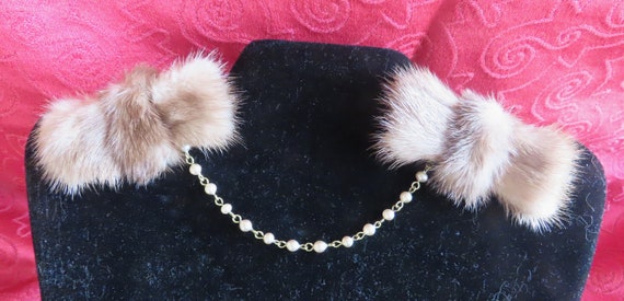 1950's Mink Sweater Guard Clips with Faux Pearl a… - image 2