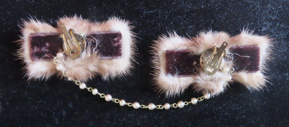 1950's Mink Sweater Guard Clips with Faux Pearl a… - image 6