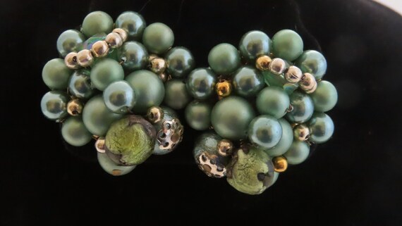 Mid-Century Three Strand Beaded Necklace and Earr… - image 6