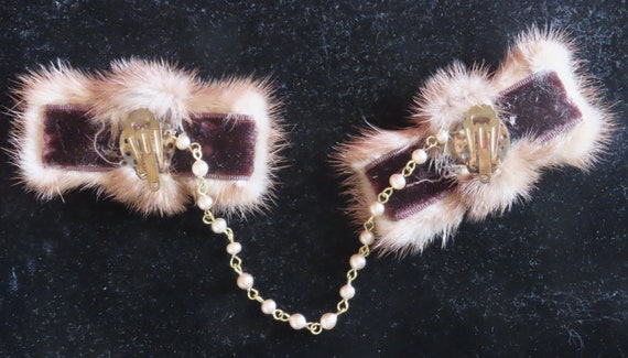 1950's Mink Sweater Guard Clips with Faux Pearl a… - image 7