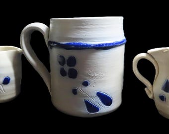 Vintage Hand-Crafted Williamsburg Virginia Salt Glazed Pottery - 3 Piece Collection