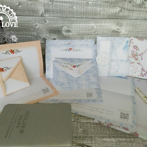 JW. 5 Carte da lettera elegante e buste decorate. Set di cancelleria. Set Scrittura Lettere. Lettera con la scrittura.