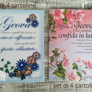 Set 4 cartoline due ante, cartoline con i versetti biblici incoraggianti, Vita cristiana e ministero, JW,