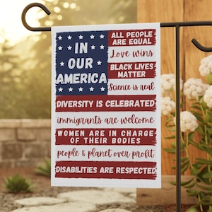 Political Yard Flag, In Our America Garden and House Flag, Anti Trump Female President Democrat Flag,Election Flag,Progressive Politics Flag