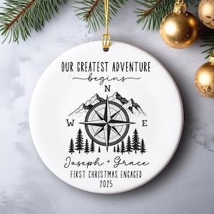 Personalized Engaged Ornament, Custom Engagement Gift, Just Engaged Gifts, Couple Name Ornament, Wedding Ornament, Engagement Wedding Gift