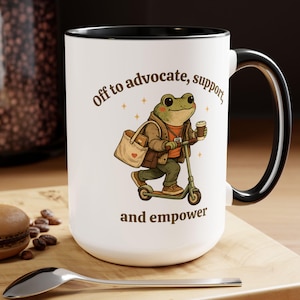 Social Worker Gift, Social Work Coffee Mug, Funny Frog Social Worker Cup, Gift for Social Worker, Advocate Support Empower Black