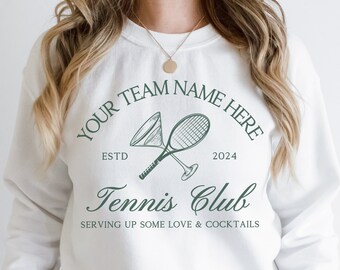 Personalized Tennis Club Sweatshirt For Tennis Team, Custom Year Tennis Gift for Mom, Custom Name Group Tennis Crew Sweater, Tennis Player