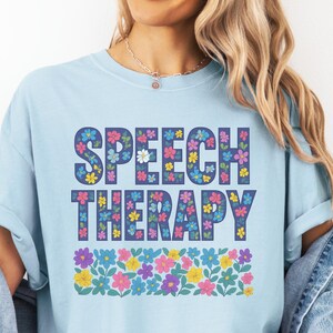 Camisa floral para fonoaudiólogo, cores confortáveis para terapia da fala, camisa feminina para fonoaudiólogo, fonoaudiólogo, camiseta da equipe SLPA, fonoaudiólogo