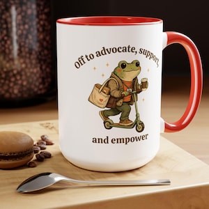 Social Worker Gift, Social Work Coffee Mug, Funny Frog Social Worker Cup, Gift for Social Worker, Advocate Support Empower Red