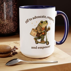Social Worker Gift, Social Work Coffee Mug, Funny Frog Social Worker Cup, Gift for Social Worker, Advocate Support Empower Blue