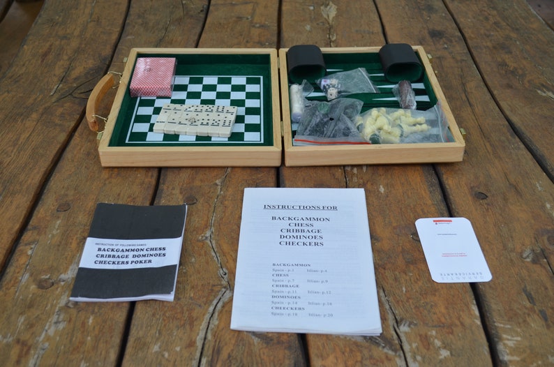 cards Backgammon Checkers Game set with Chess Domino Gift in honor of a birthday