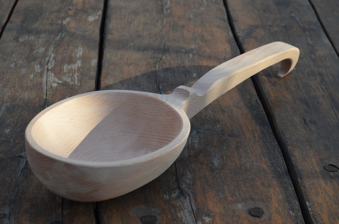 Large Wooden Long Handle Ladle Scoop Water Spoon for Bath Etsy