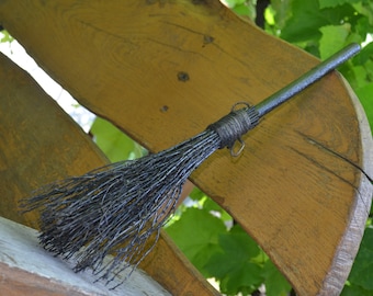 Mini broomstick in authentic black witch broom pagan broomsticks for witchcraft Halloween