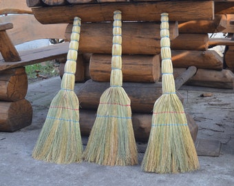 Küchenbesen handgefertigt, rustikaler Besen aus Sorghum, Einweihungsparty, Küche, Veranda und Bodenbesen, Hochzeitsgeschenk, rustikale Wanddekoration