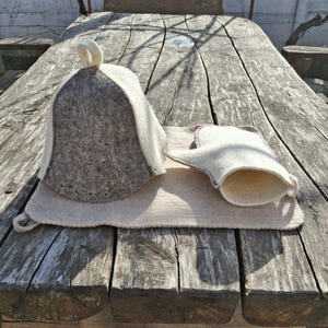 Sauna hat perfect gift for sauna set enthusiasts Wool set sauna hats mitten sauna with mat sauna accessories Sauna hat wool gift sauna