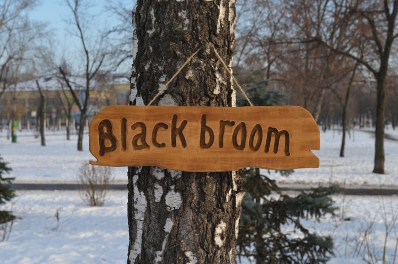 dark witch Wooden sign Black broom Wood home decor magic sign Broomstick sign witch/'s wiccan crafts Sign witch/'s home decor.