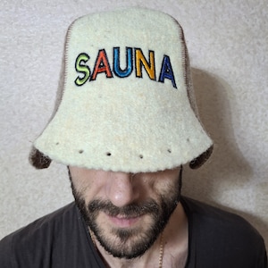 Sauna hat handmade unisex natural wool sauna hat Felted sauna cap for men and women banya hat wool Felt spa gift for sauna Sauna hats