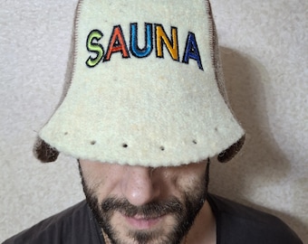Sauna hat handmade unisex natural wool sauna hat Felted sauna cap for men and women banya hat wool Felt spa gift for sauna Sauna hats
