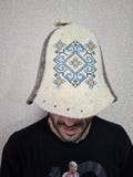 Ukrainian handmade felted wool sauna hat The perfect gift for a man & women banya cap sauna men's natural wool ukrainian sauna hat product logo