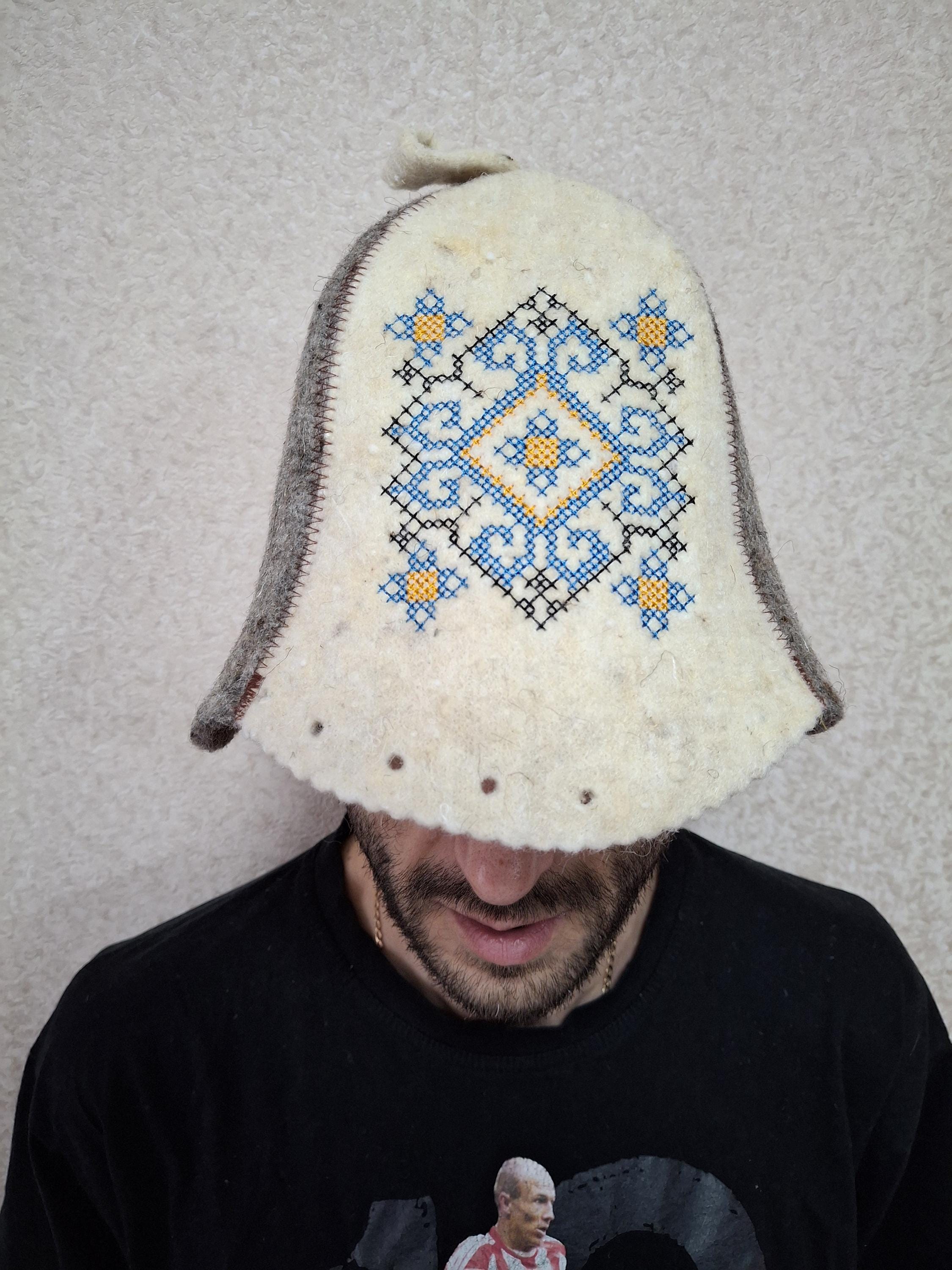 Sauna hat Ukrainian handmade felted wool sauna hat The perfect gift for a man & women banya cap sauna men's natural wool ukrainian sauna hat
