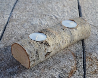 Bûche de bougie de bouleau, bougeoirs en bois, bûche de bougie coupée en bouleau, mariage à la campagne, décor de Noël, décor de mariage rustique Décoration intérieure