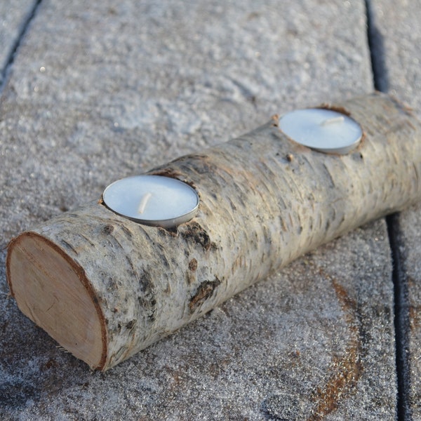 Birch Candle Log , Wood Candle Holders, Birch Cut Candle Log, country wedding, christmas decor, rustic wedding decor Home Decor