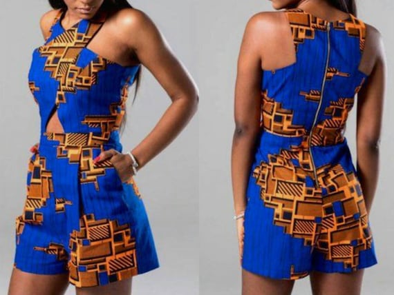 African print short jumpsuit Clearance
