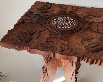 Vintage Handcarved Wood Stand