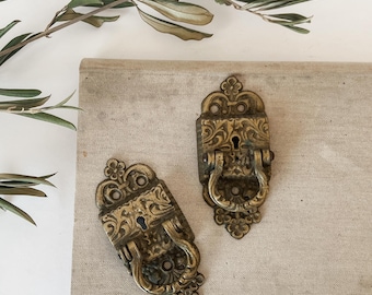 Antique Ornate Brass Drawer Pulls