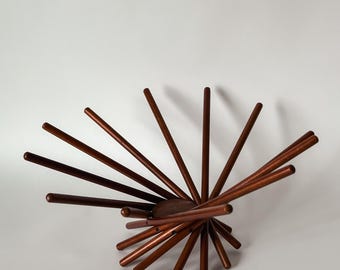 Mid Century Modern Folding Wood Spokes "Satellite" Bowl by Carlo Contin