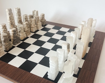 Vintage Handcarved Large Onyx Aztec Chess Piece